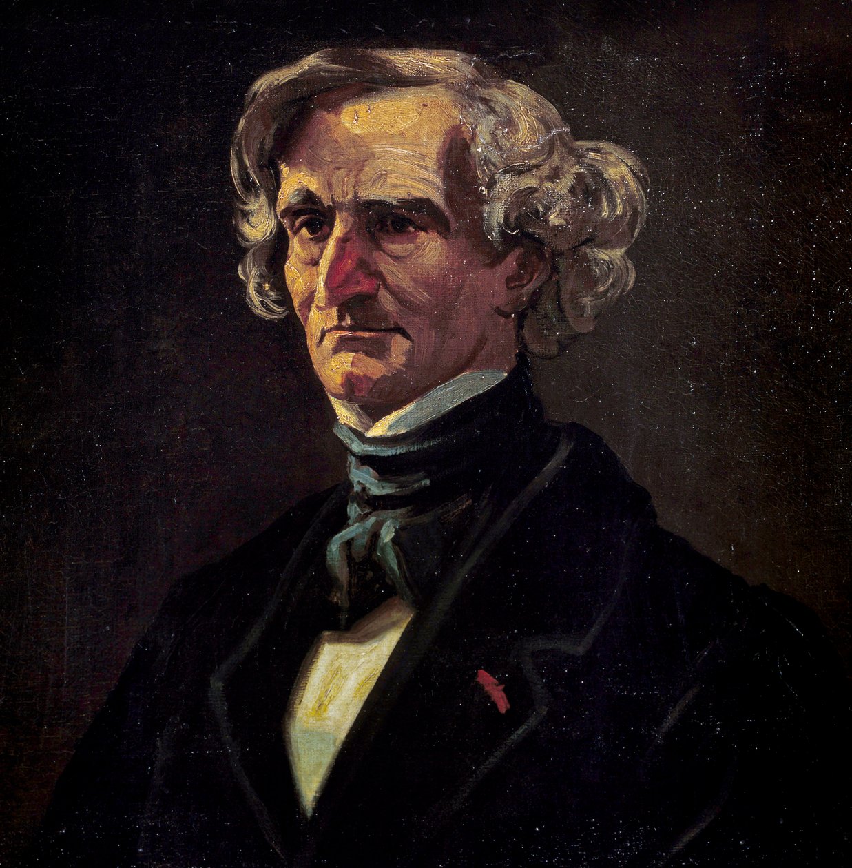 Porträtt av Hector Berlioz (1803-1869), fransk kompositör. detalj av målningen av Andre Gill (1840-1885) av Andre Gill