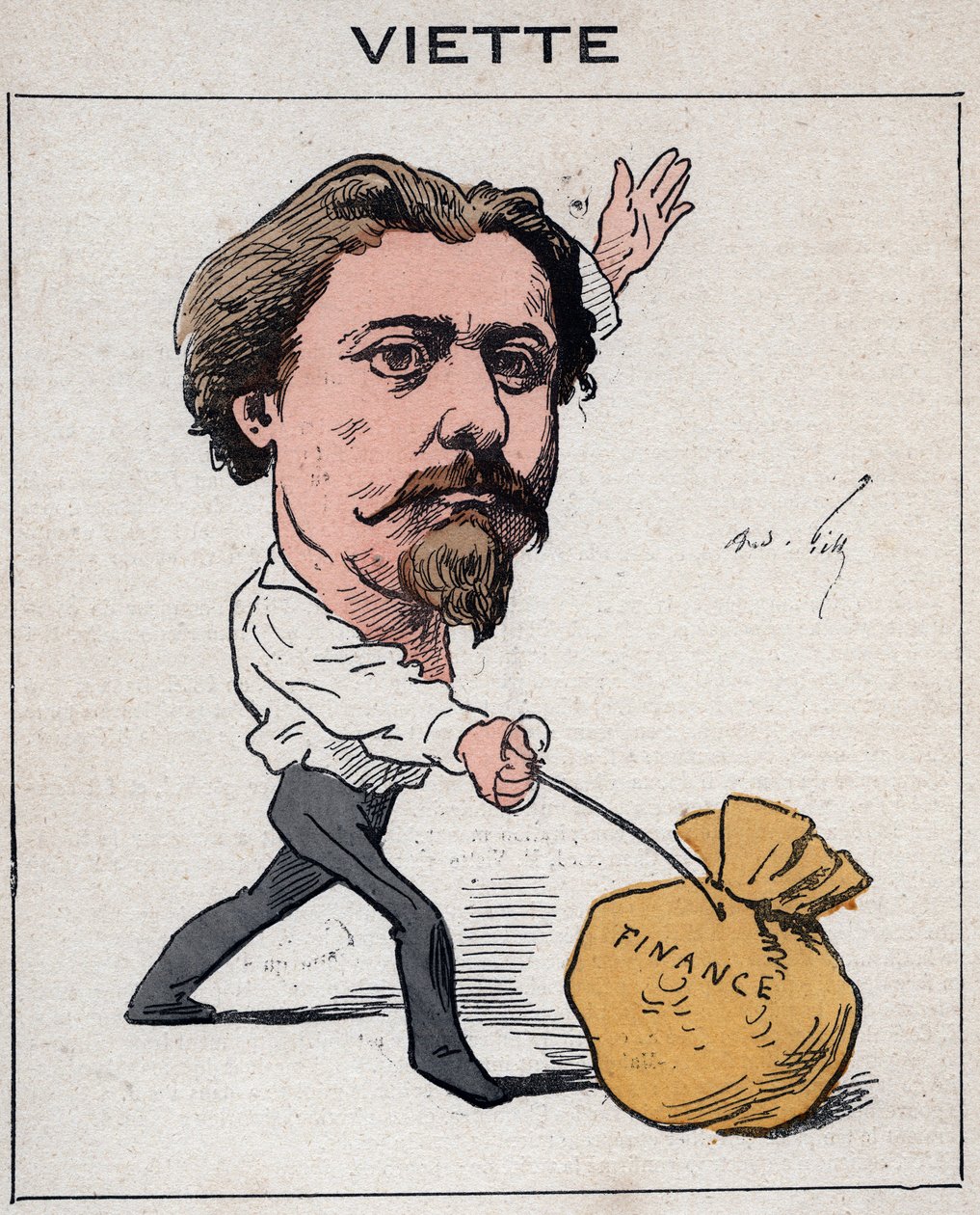 Porträtt av Jules Francois Viette (1843-1894) fransk politiker - karikatyr av Andre Gill, i "Les Hommes d