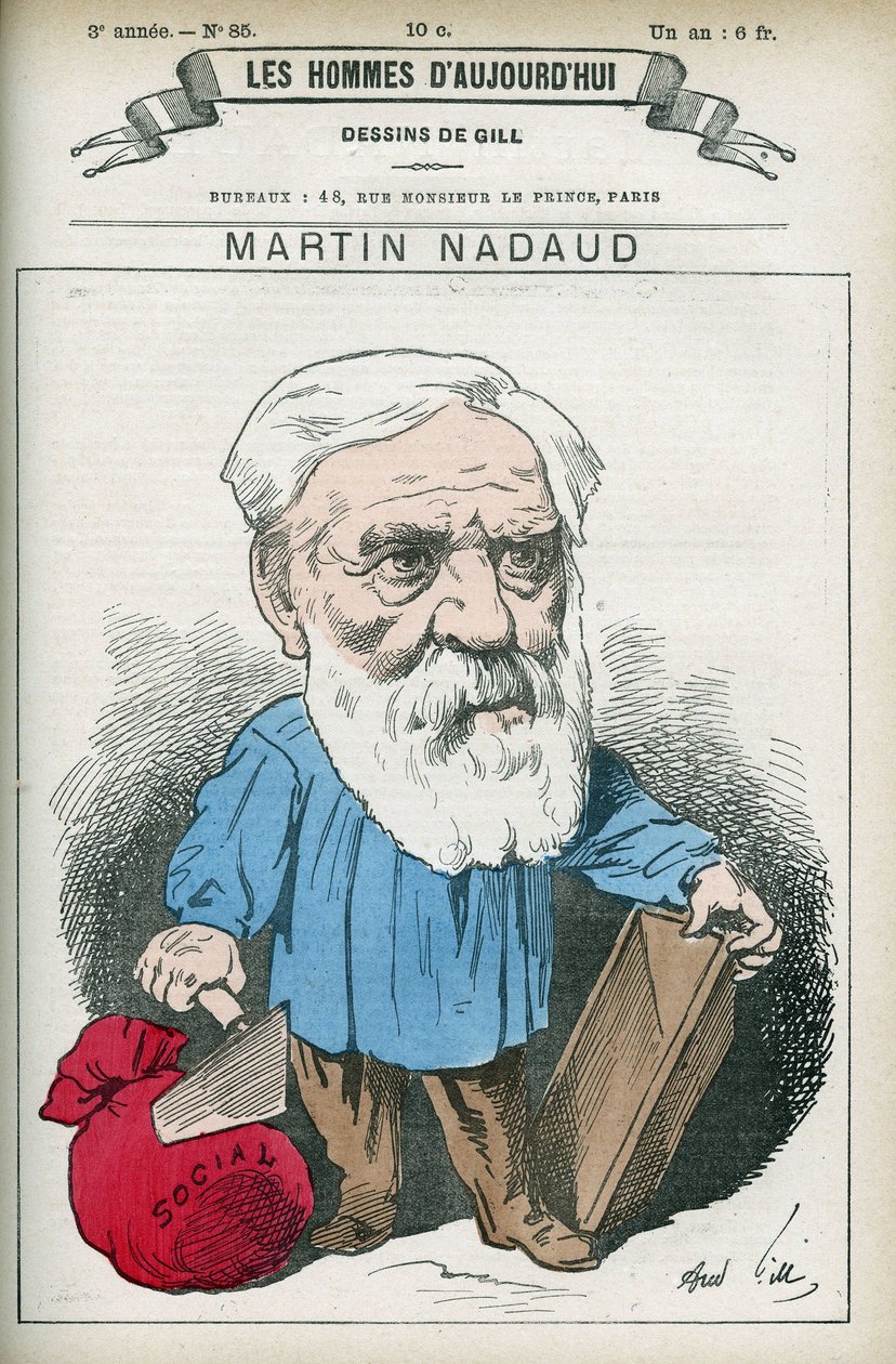Porträtt av Martin Nadaud (1815-1898), fransk mästare och politiker, han var deputerad för Creuse från 1876 till 1889. Tecknad av Gill, Paris. av Andre Gill