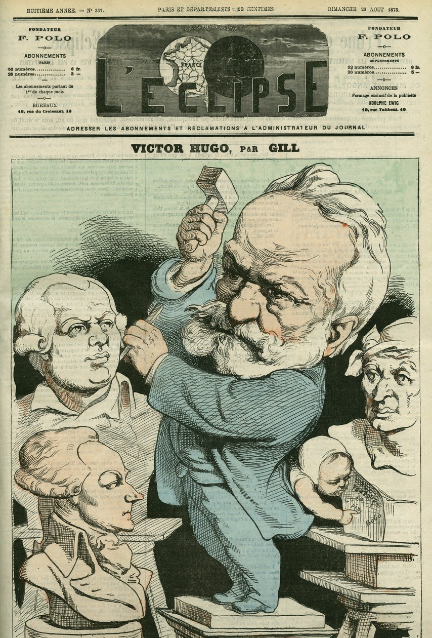 Porträtt av Victor Hugo (1802-1885), fransk man av bokstäver och politiker. Omslag i "" L