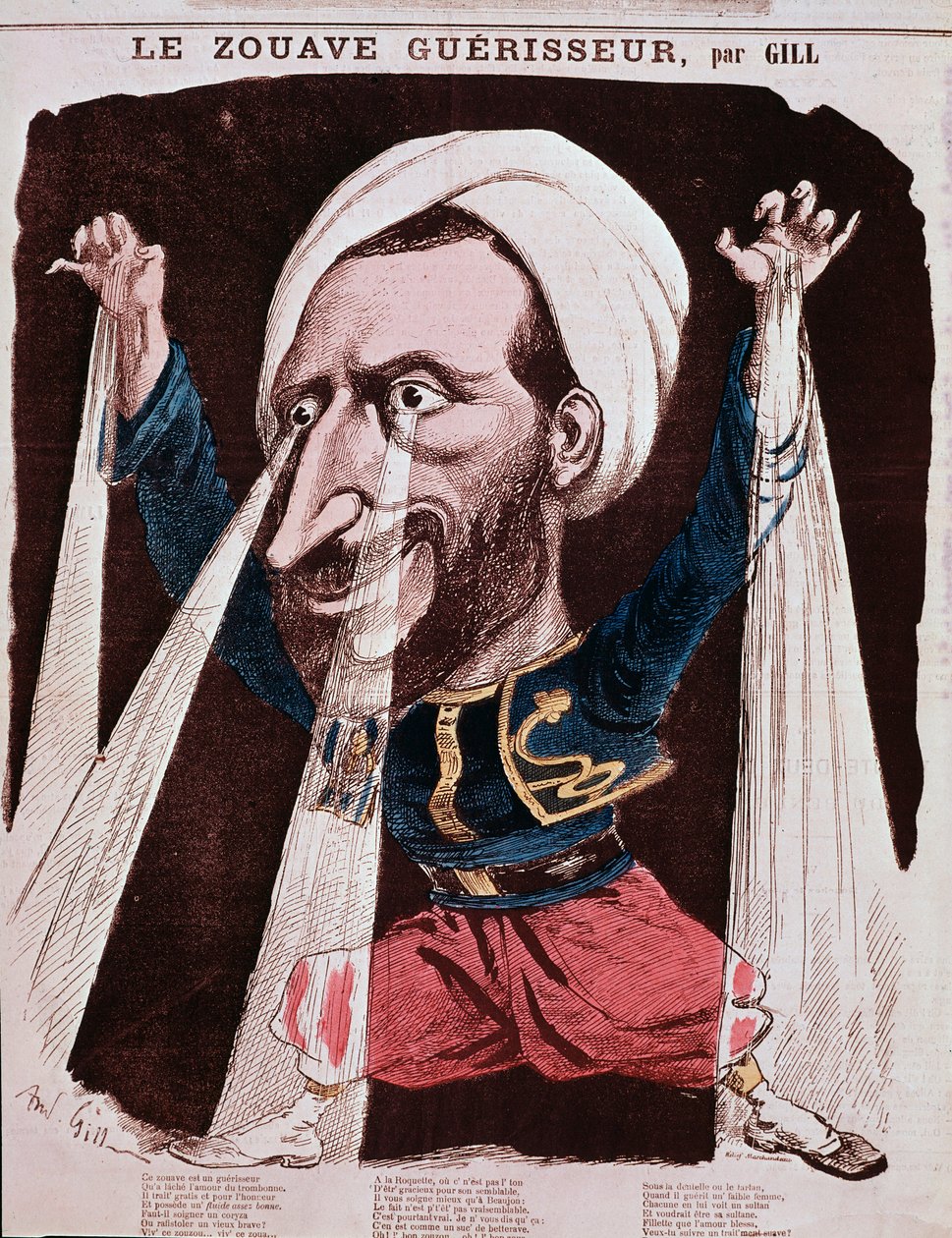 Porträtt av helaren Jacob kallad zouave Jacob (gravyr av Andre Gill