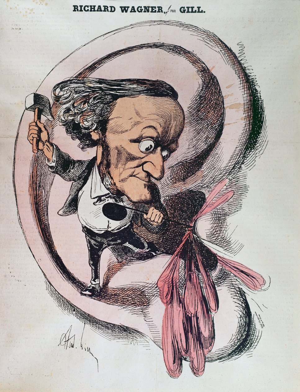 Richard Wagner delar trumhinnan i världen, illustration i 