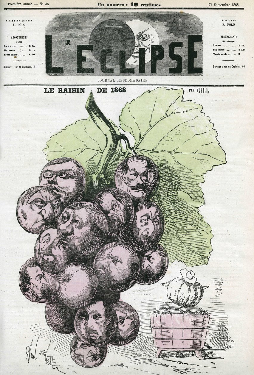 Druvan från 1868, evocation av exceptionell skörd. Omslag i "" L