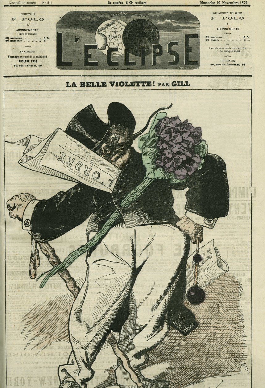 Den vackra violen, en illustration av en bonapartistisk anhängare, med tidningen "" L