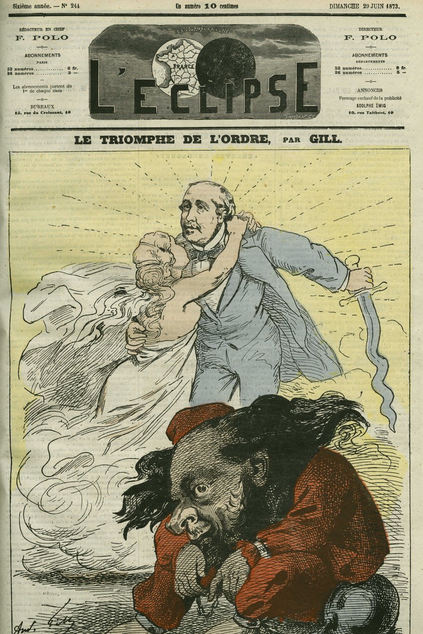 Ordens triumf, en karikatyr av Gill, uppräknad av den ordning som fastställdes av hertigen av Broglie (1821-1901). Omslag i "" L