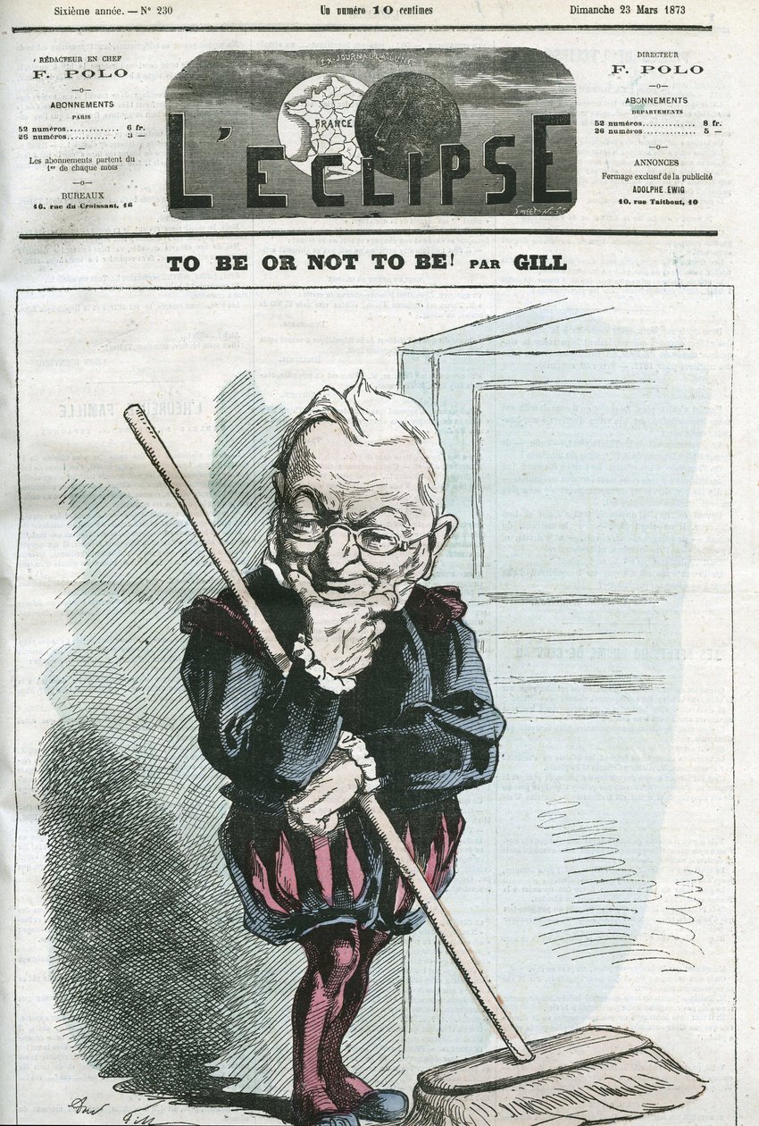 Att vara eller inte vara, tecknad av Adolphe Thiers (1797-1877), fransk statsman. Omslag i "" L