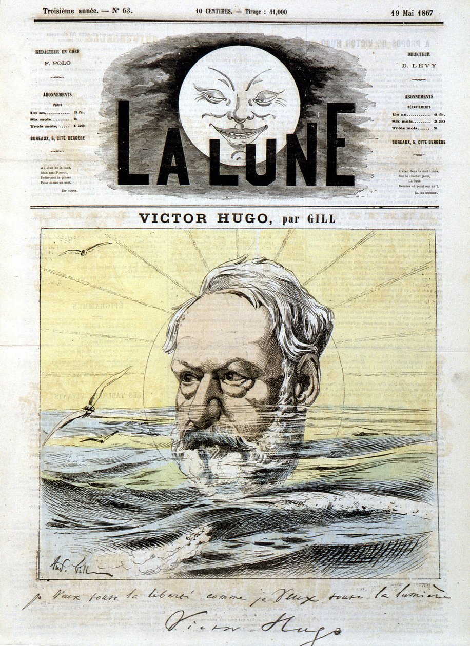 Victor Hugo - av Gill, i "" La Lune"" från 1867-05-19 av Andre Gill