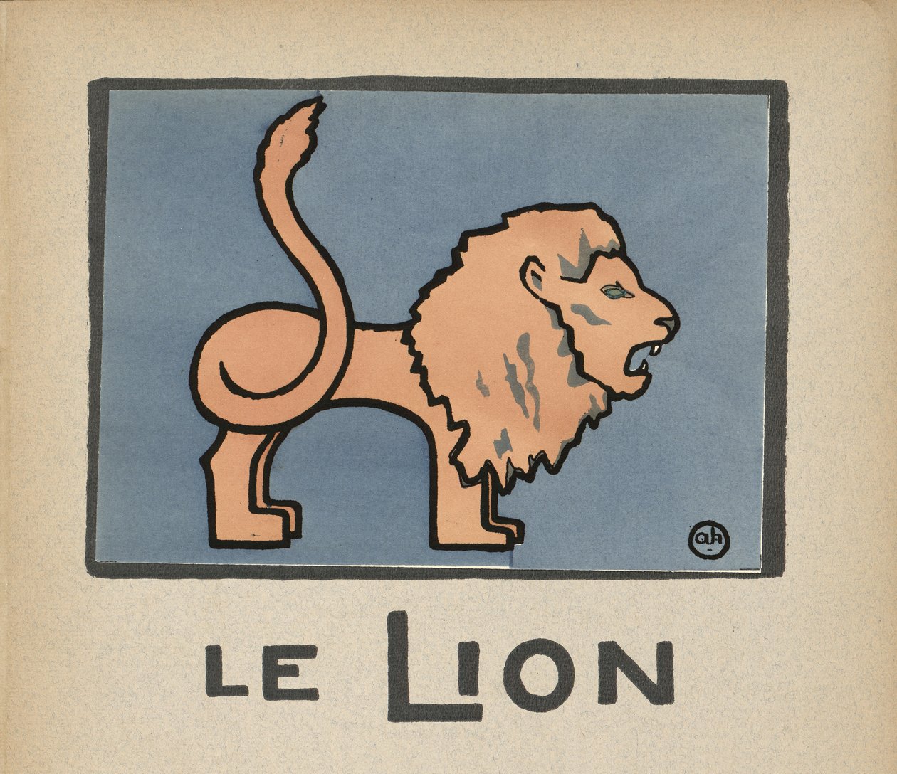 Le Lion" Barnillustration av ett lejon av Andre Helle