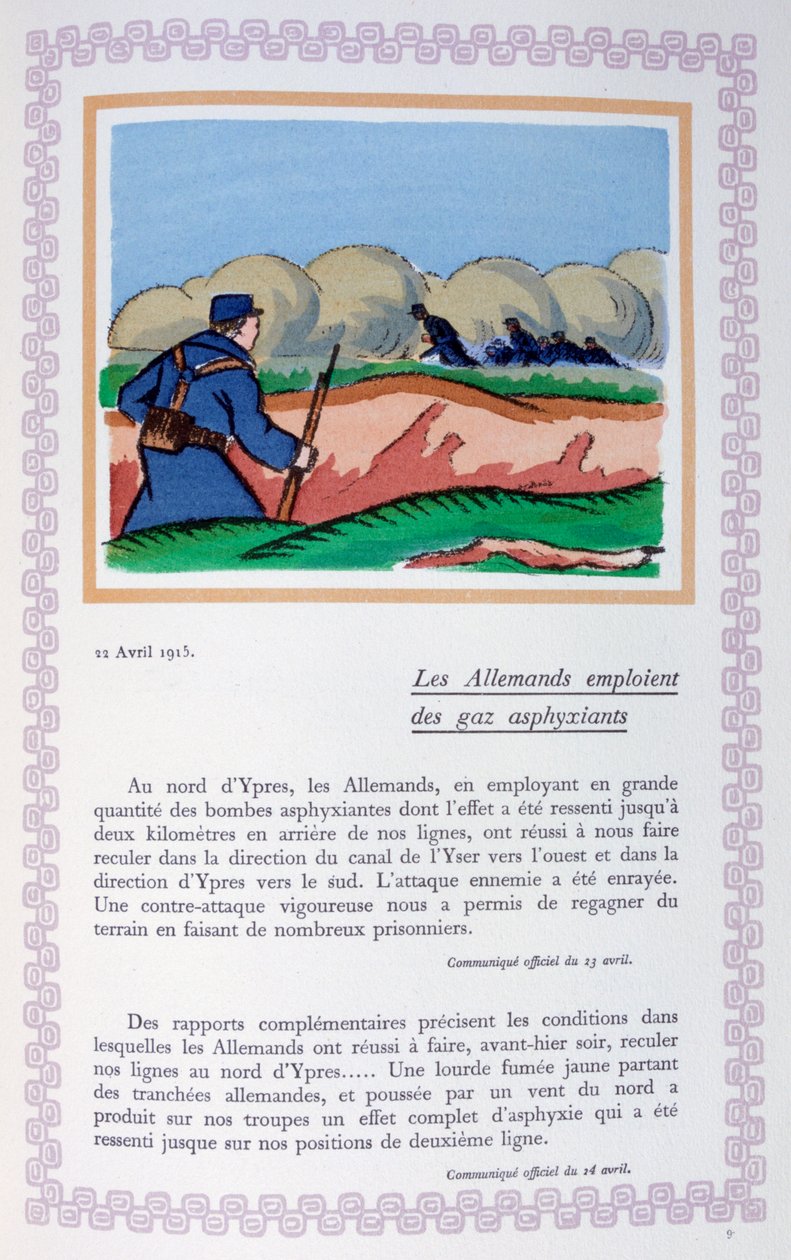 Tyskarna använder klorgas, Ypres, 22 april 1915, 1919 av Andre Helle