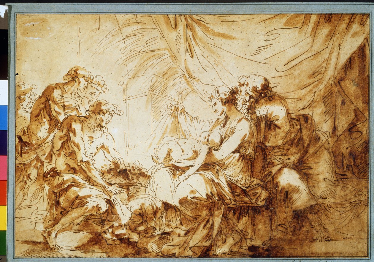 ""The Adoration of the Christ Child" (The Adoration of the Christ Child) Pennteckning av Andre Jean Le Brun (Lebrun) (1737-1811) Pushkin Museum, Moskva av Andre Jean Lebrun