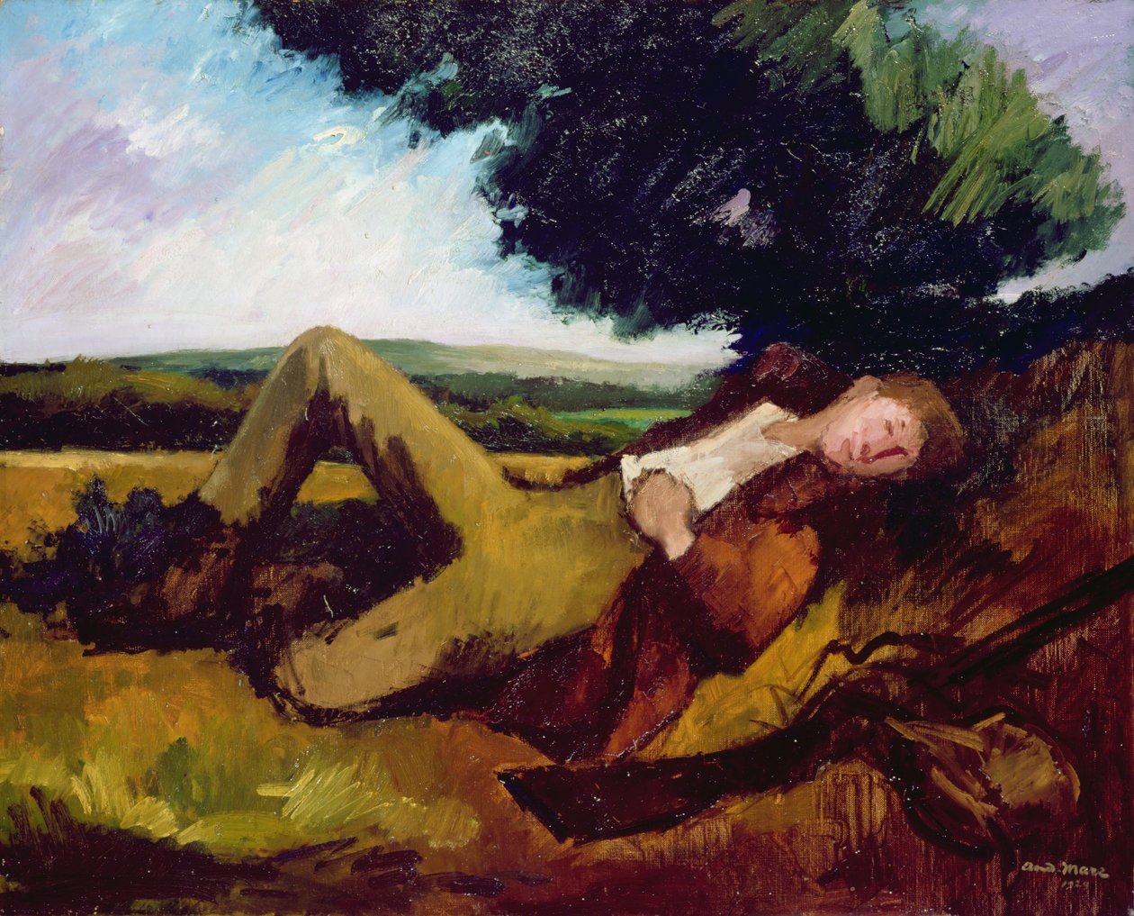 Jägarna vilar eller den sovande jägaren, 1929 av Andre Mare