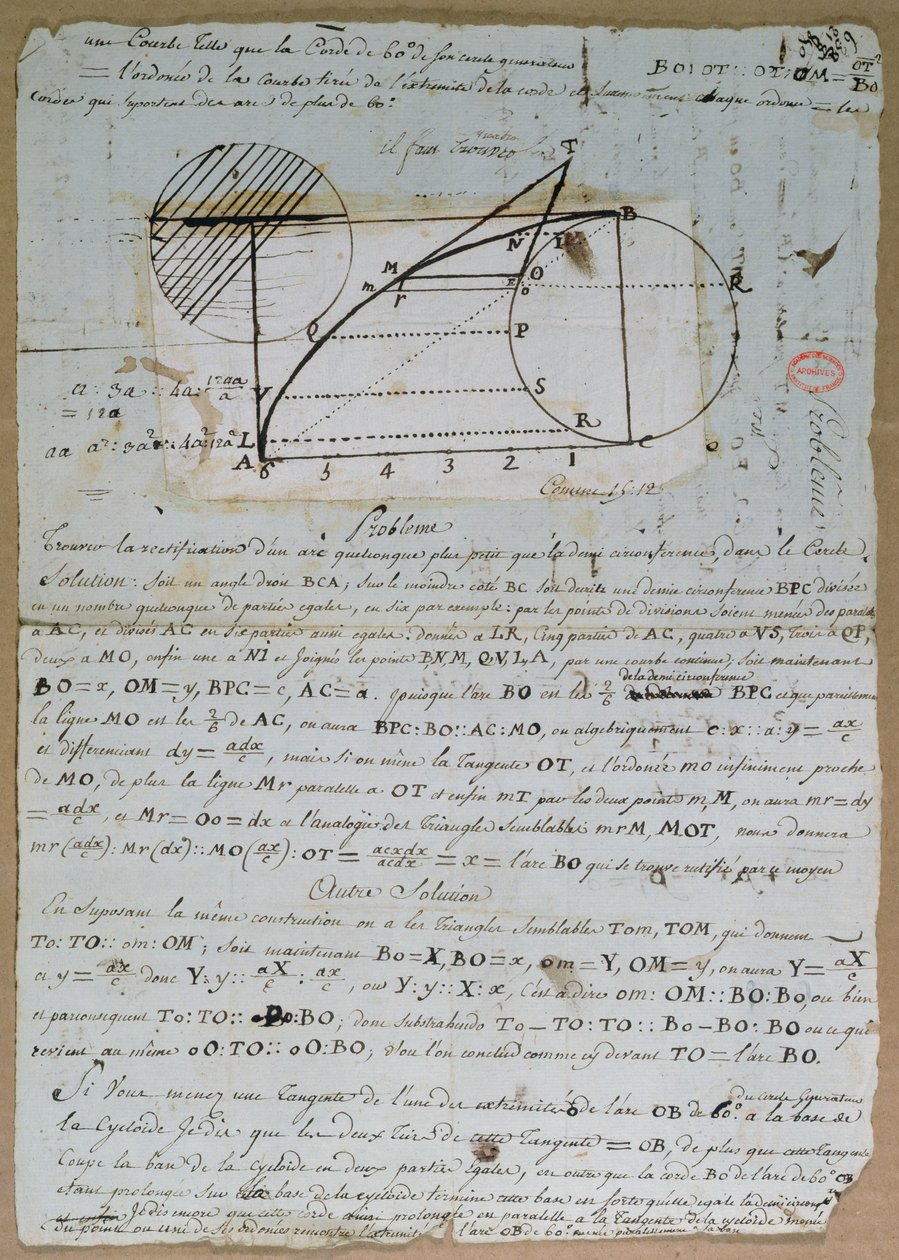 Rättning av cirkelbågen, 8 juli 1788 av Andre Marie Ampere