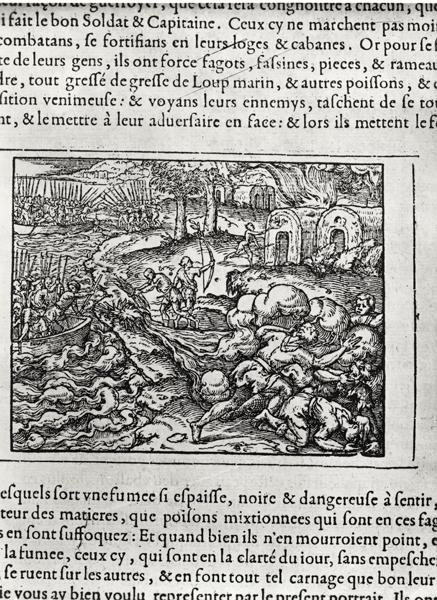 Landing, från Cosmographie universelle av Andre Thevet, 1575 av Andre Thevet