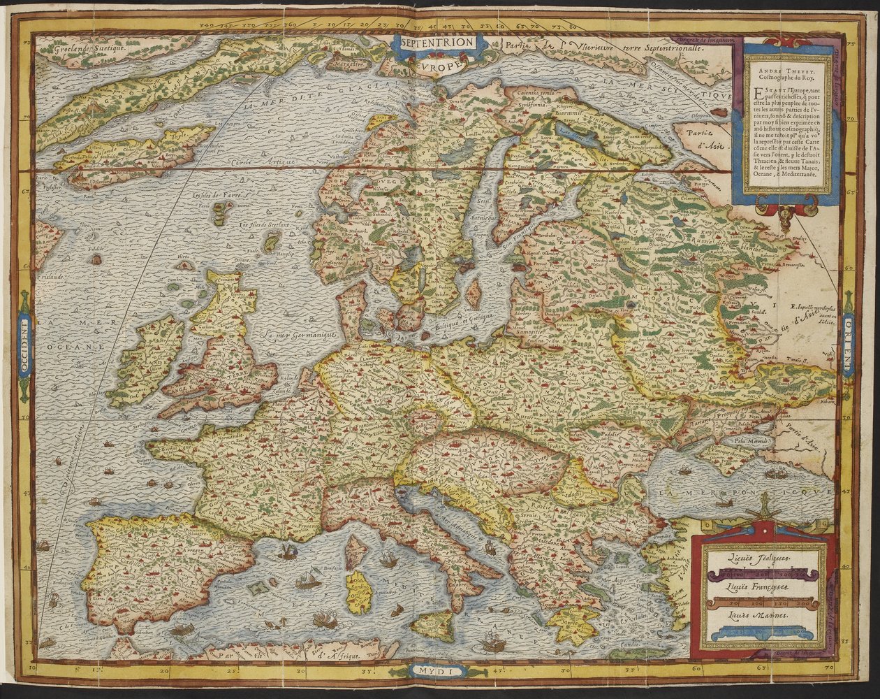 Karta över Europa, The Universal Cosmography of André Thevet av Andre Thevet