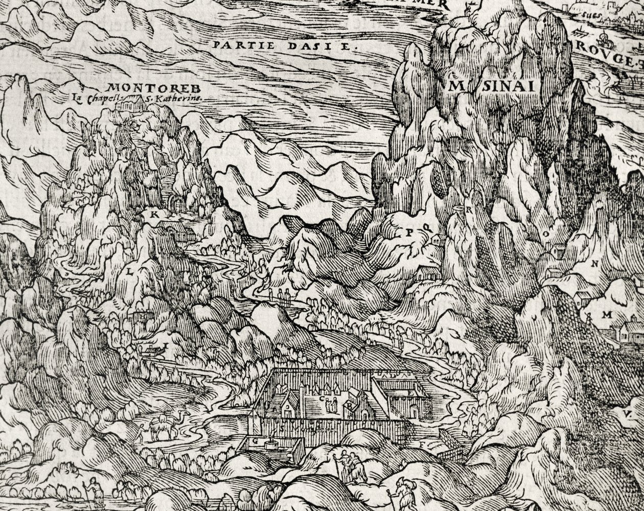Bergigt område av Sinai, gravyr av Andre Thevet (1504-1592), Paris, Frankrike av Andre Thevet