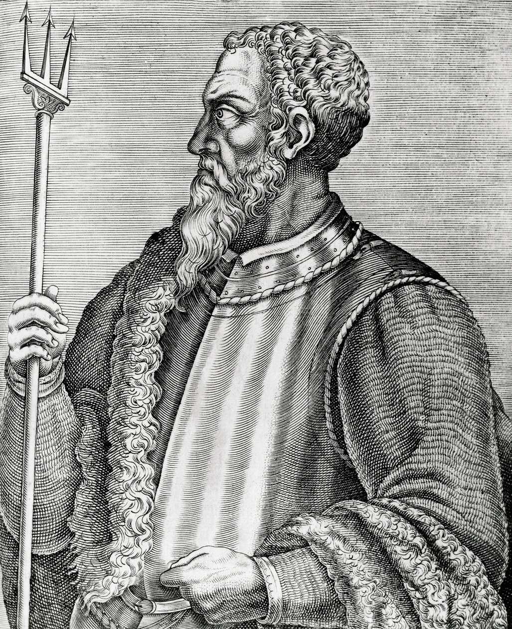 Porträtt av Andrea Doria (1466-1560), italiensk amiral och politiker, gravyr från The Real Portraits and Lives of Illustrious Men av Andre Thevet