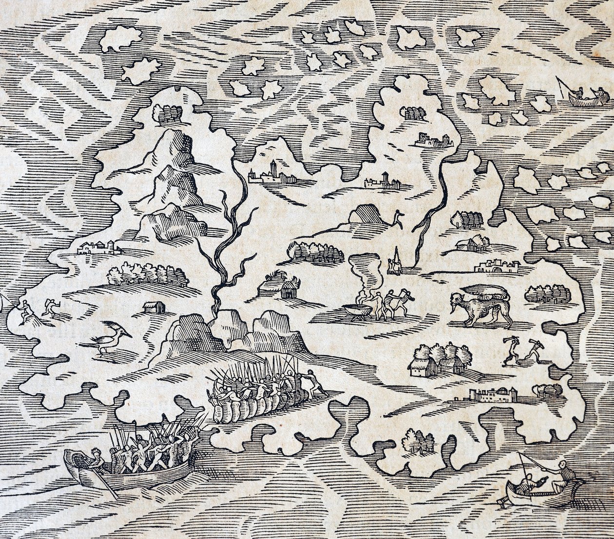 Trinity Island, gravyr från Universal Cosmology, av Andre Thevet (1504-1592), Paris av Andre Thevet