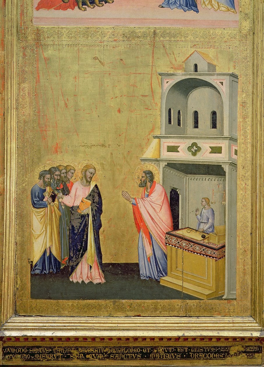 The Calling of St. Matthew, från altartavlan av St. Matteus och scener ur hans liv, c.1367-70 (tempera på panel) av Jacopo di Cione