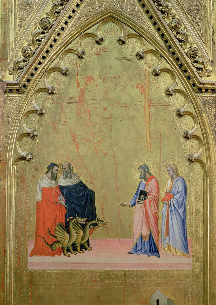 Muujiza wa Dragons, kutoka Madhabahu ya Mtakatifu Mathayo na Scenes kutoka Maisha yake, c.1367-70 (tempera on panel)swed av Jacopo di Cione