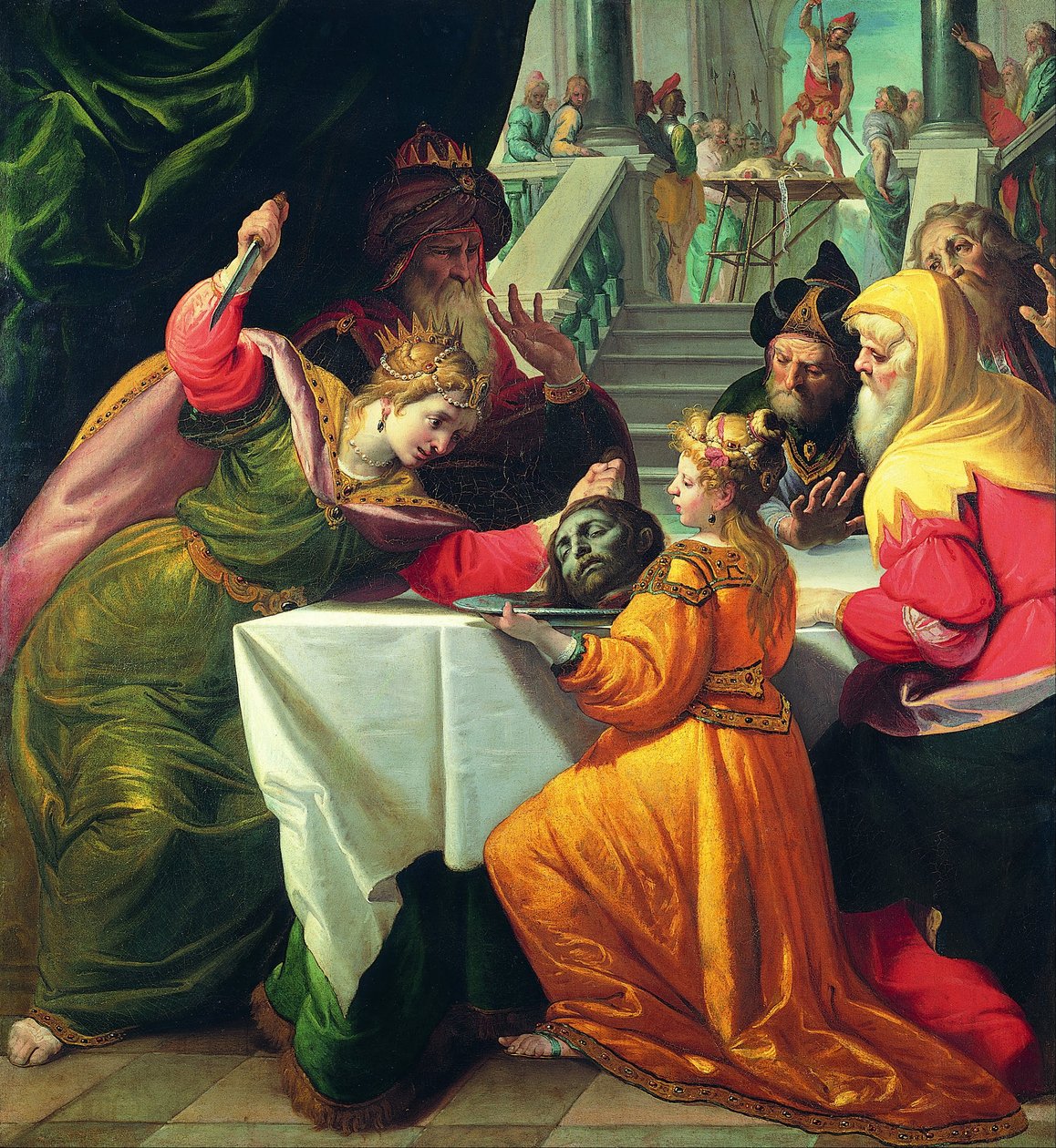 Herodias presenterade Baptistens chef av Salome av Giovanni Andrea Ansaldo