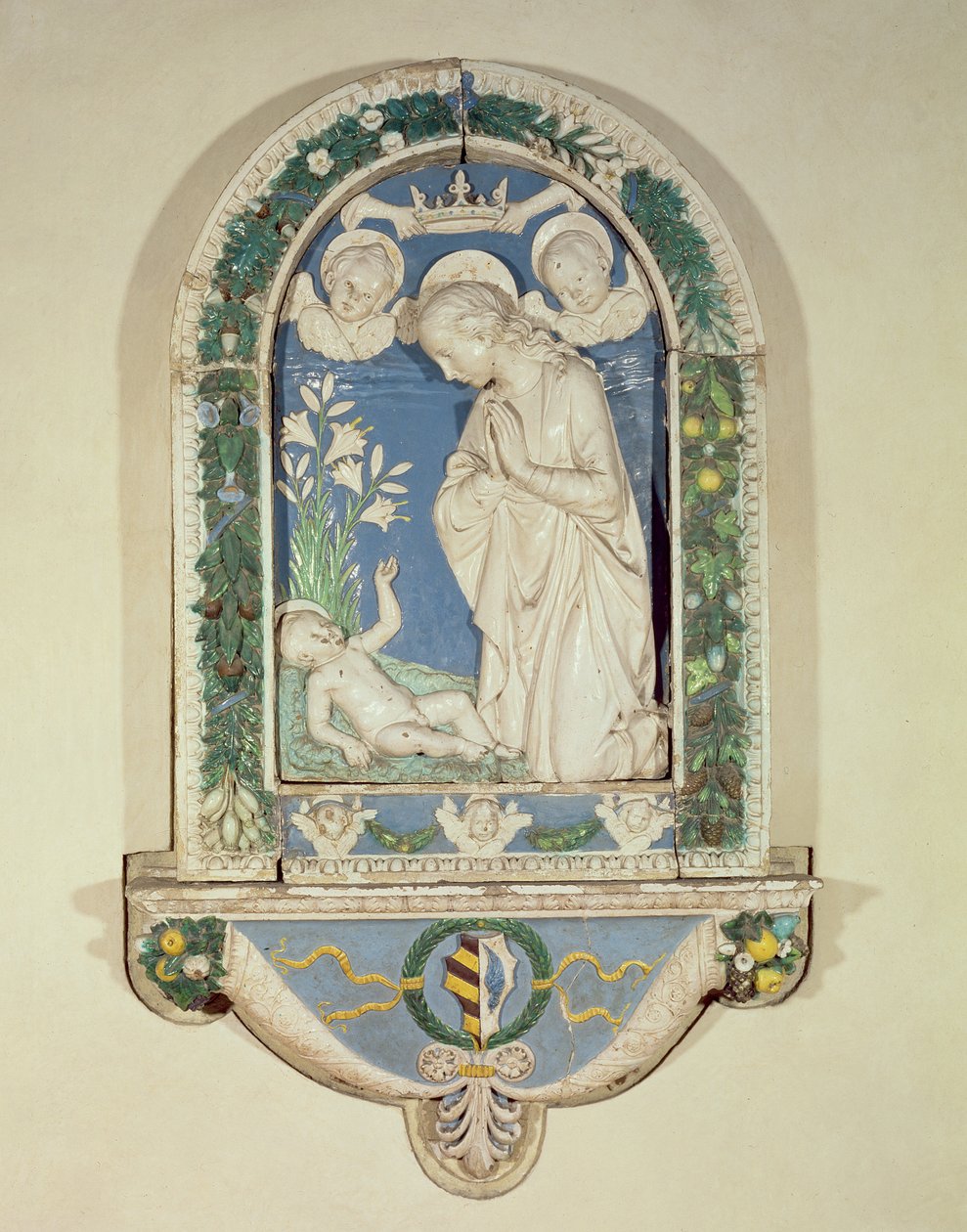 Madonna och barn (polykrom terrakotta) av Andrea Della Robbia