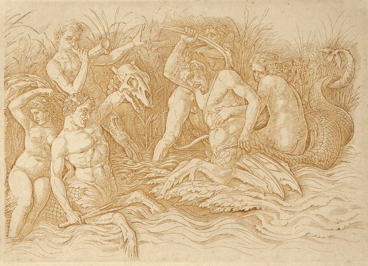 Batalha dos deuses marinhos av Andrea Mantegna
