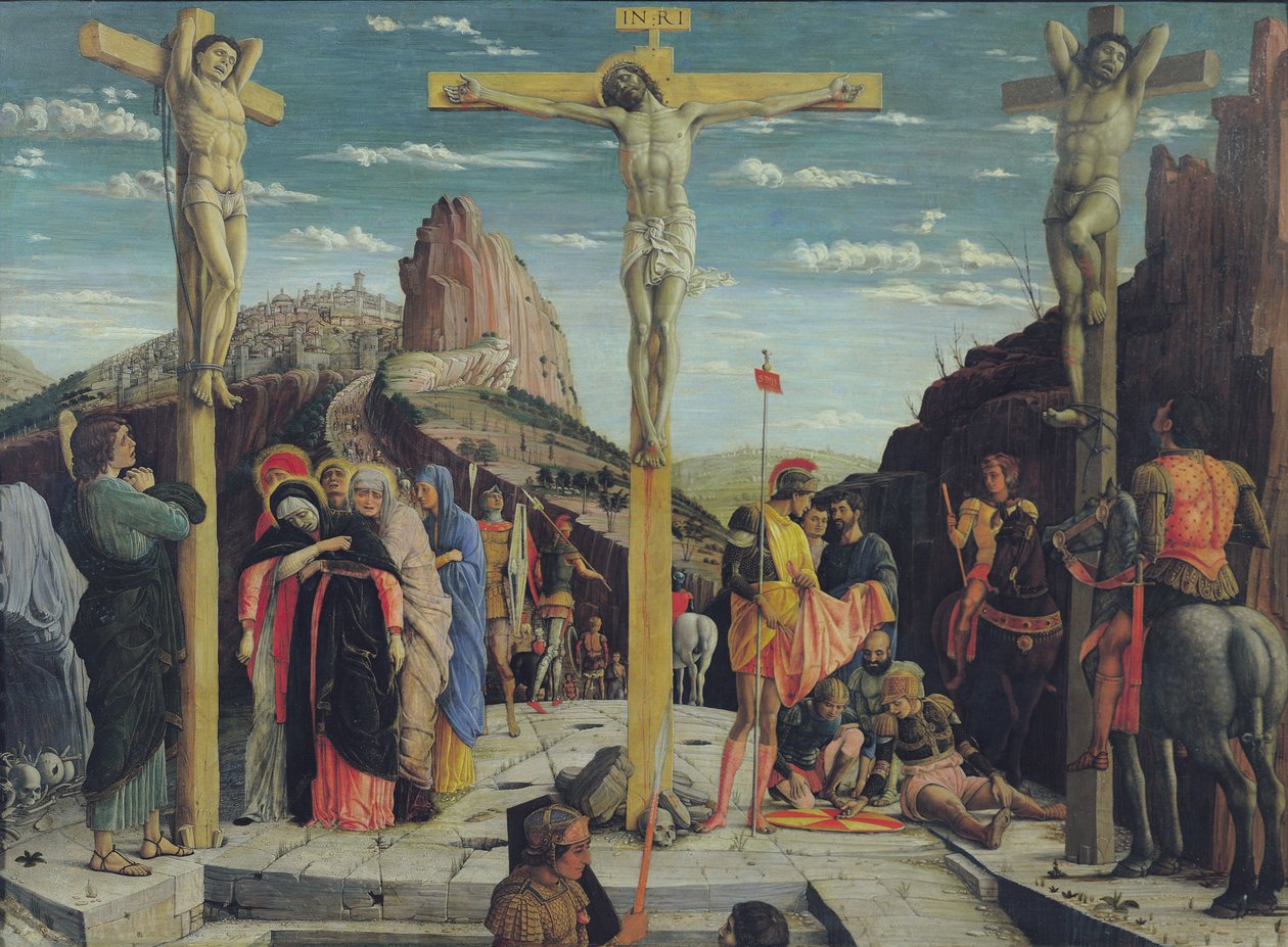 Golgata, central predellapanel från St. Zeno of Verona altartavla, 1456-60 olja på panel) av Andrea Mantegna