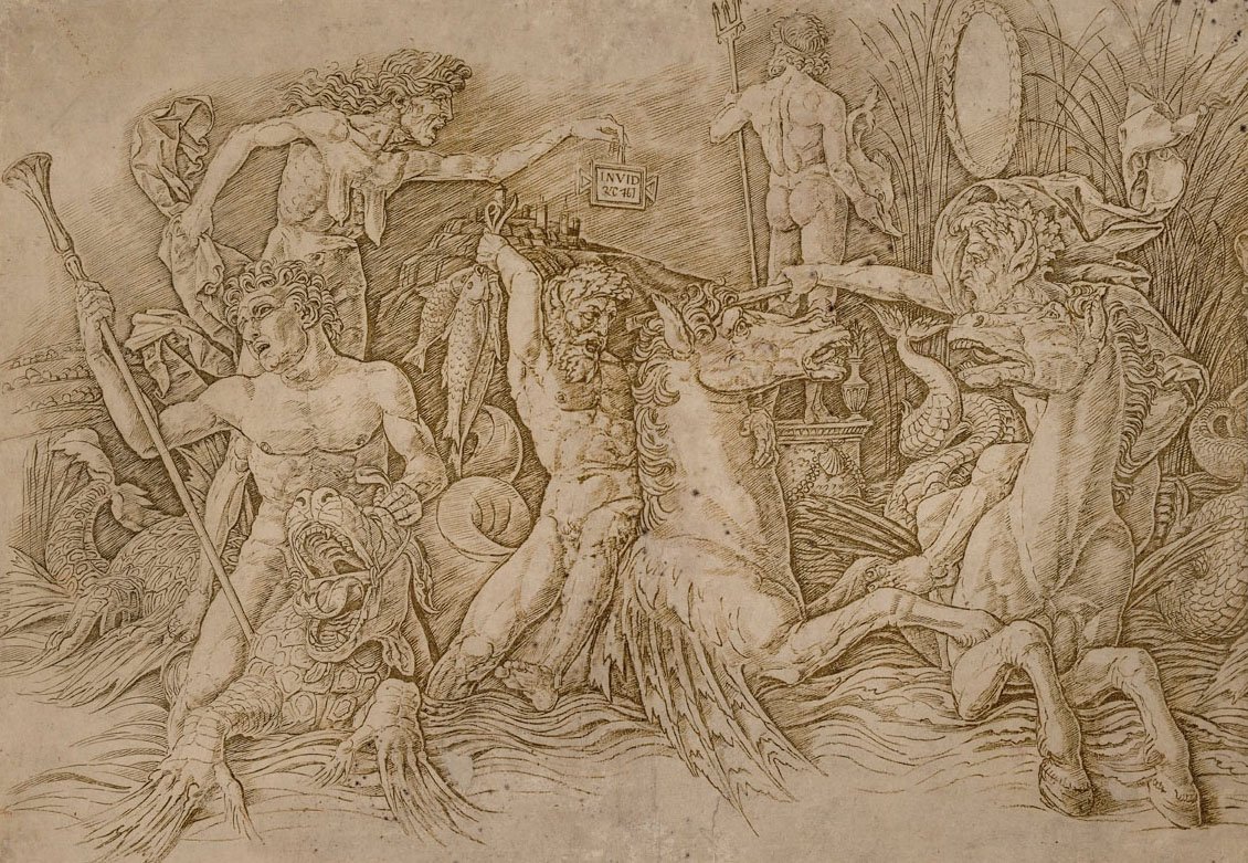 Combat des Dieux marins av Andrea Mantegna