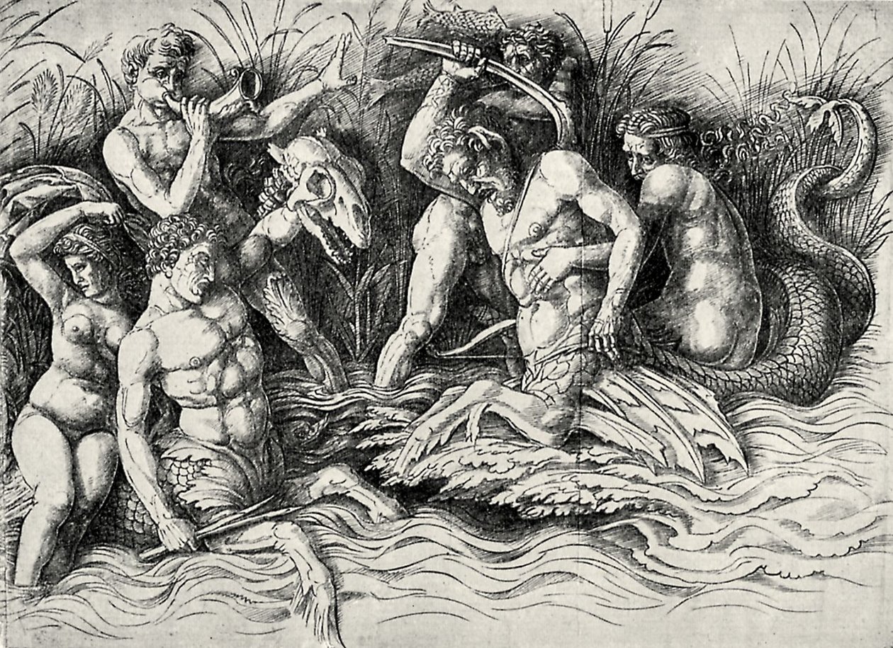 Die Schlacht der Meeresgötter  av Andrea Mantegna
