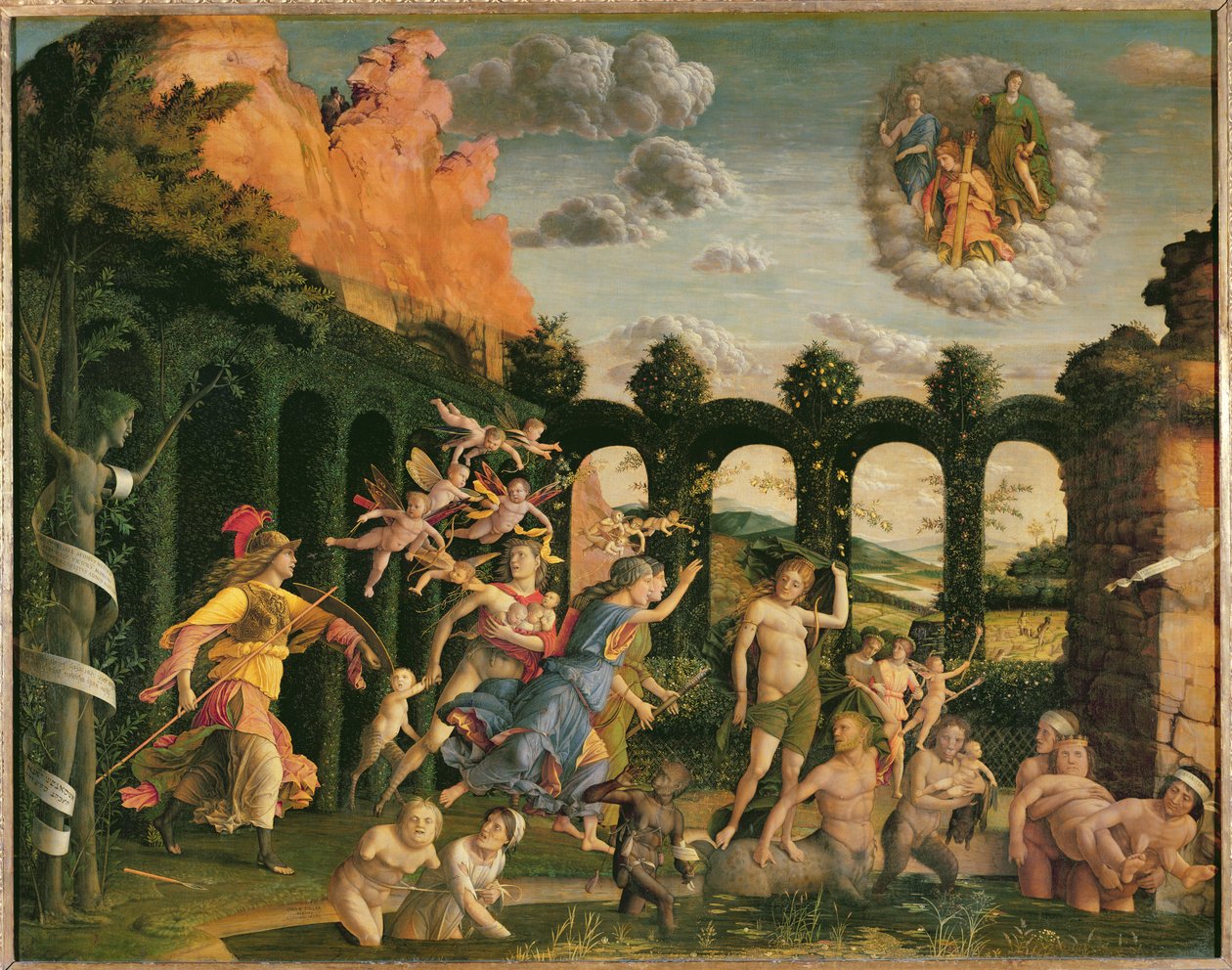 Minerva jagar lasterna från dygdens trädgård av Andrea Mantegna