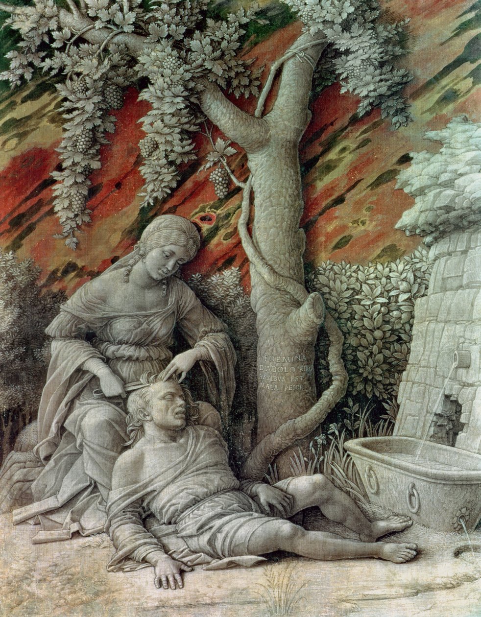 Samson och Delila, ca 1500 (limformat på linne) av Andrea Mantegna