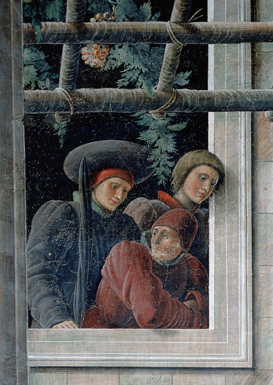 The Martyrdom of St. Christopher, detalj av åskådare, c.1450-56 (detalj av 257173) av Andrea Mantegna
