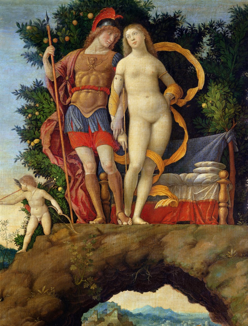 Parnassus, detalj av Venus och Mars av Andrea Mantegna