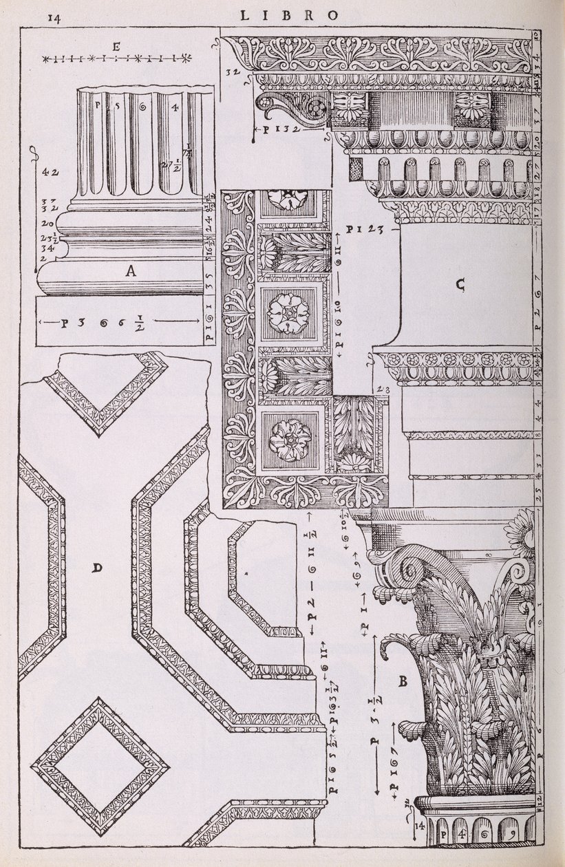 Diagram relaterade till Temple of Mars Avenger, illustration från en faksimilkopia av 