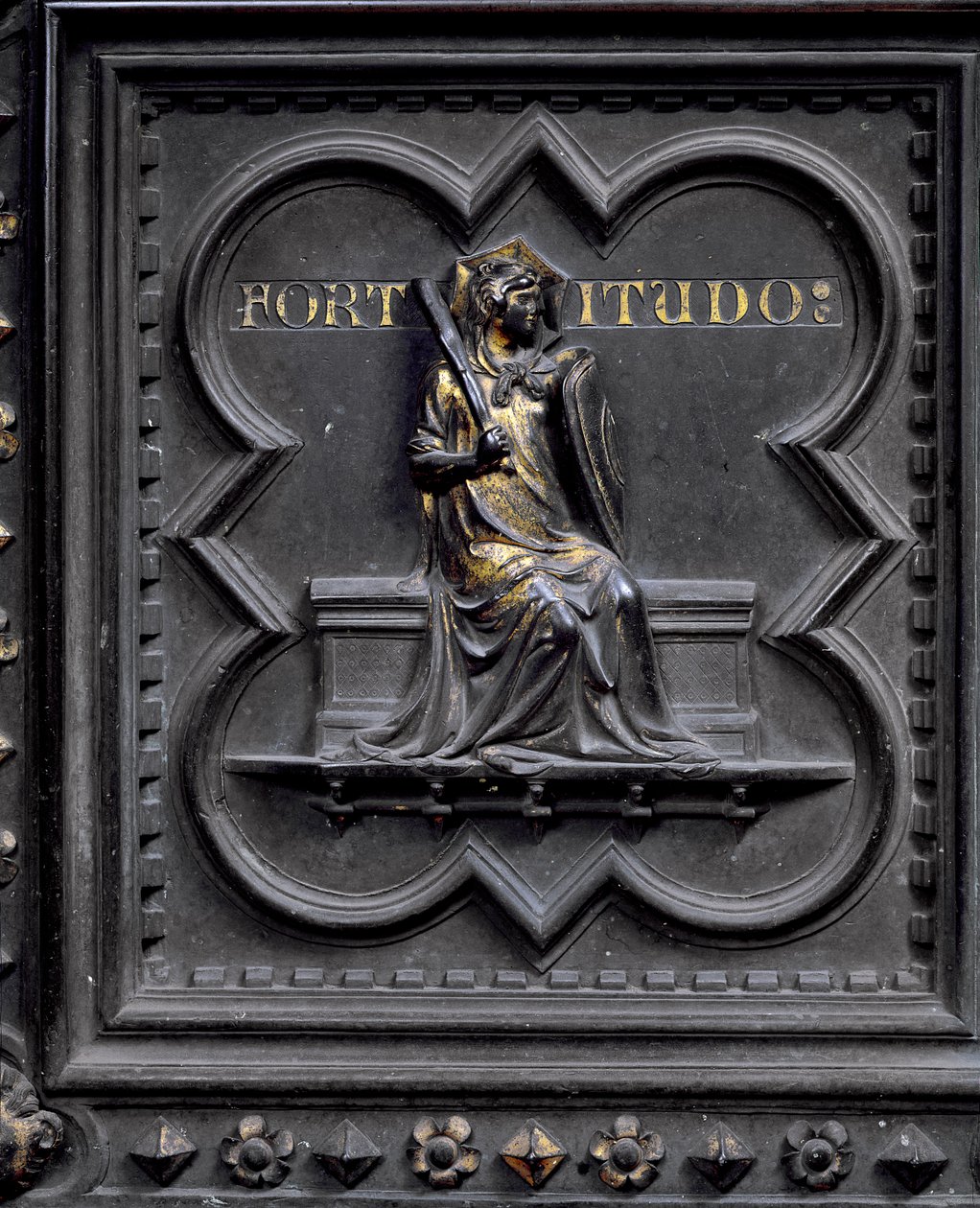 Fortitude, panel E på South Doors of the Baptistery of San Giovanni, 1336 (brons) av Andrea Pisano