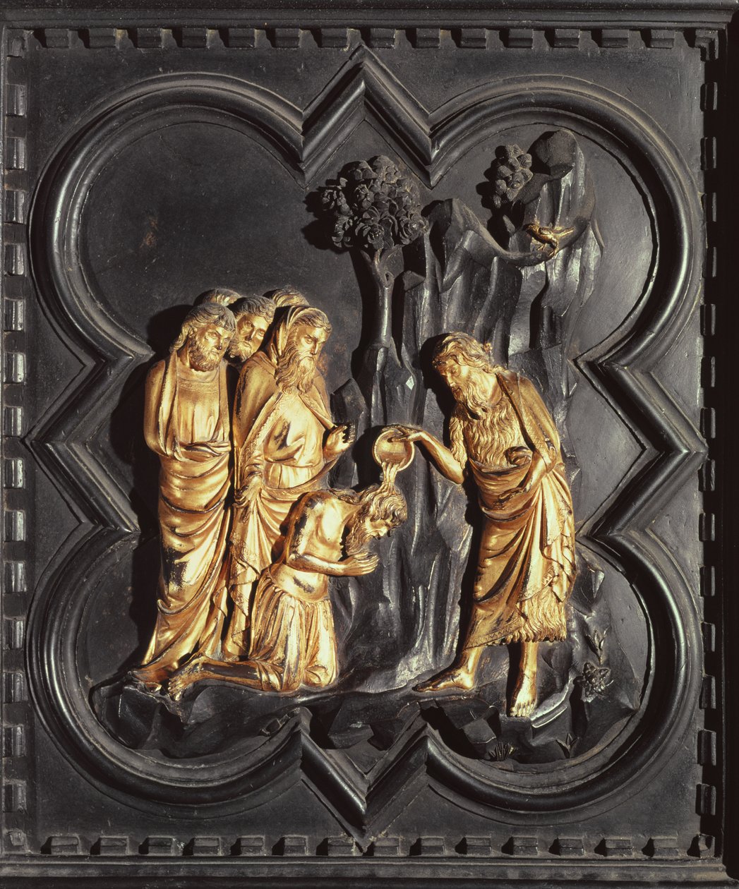 Johannes Döparen döper i Jordanfloden, från södra dörrarna till San Giovannis dopkyrka, 1336 (brons) av Andrea Pisano