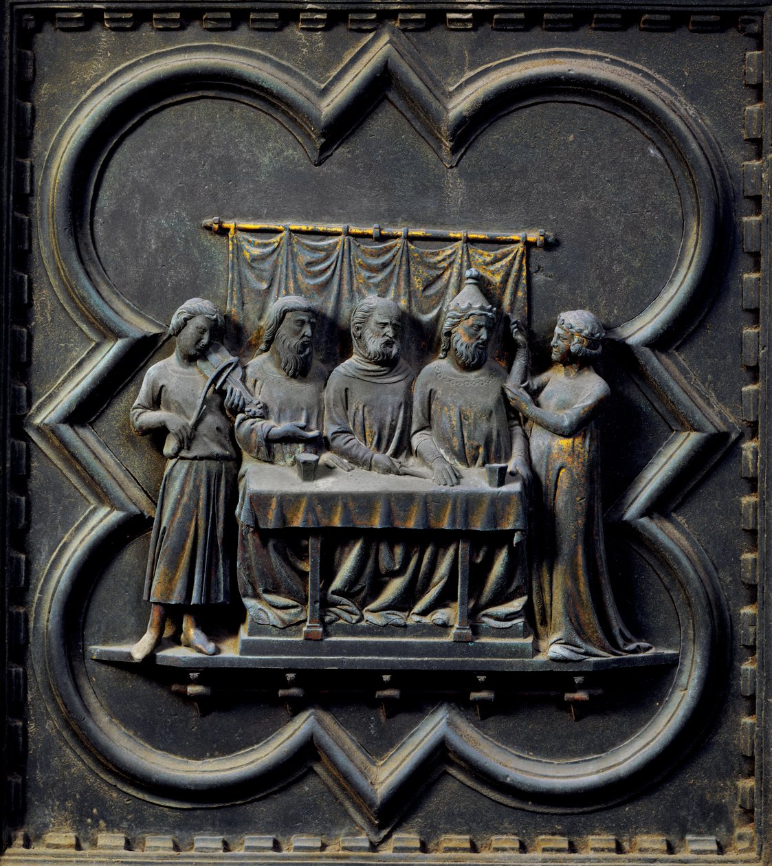 The Dance of Salome, femtonde panelen av South Doors of the Baptistery of San Giovanni, 1336 (brons) av Andrea Pisano