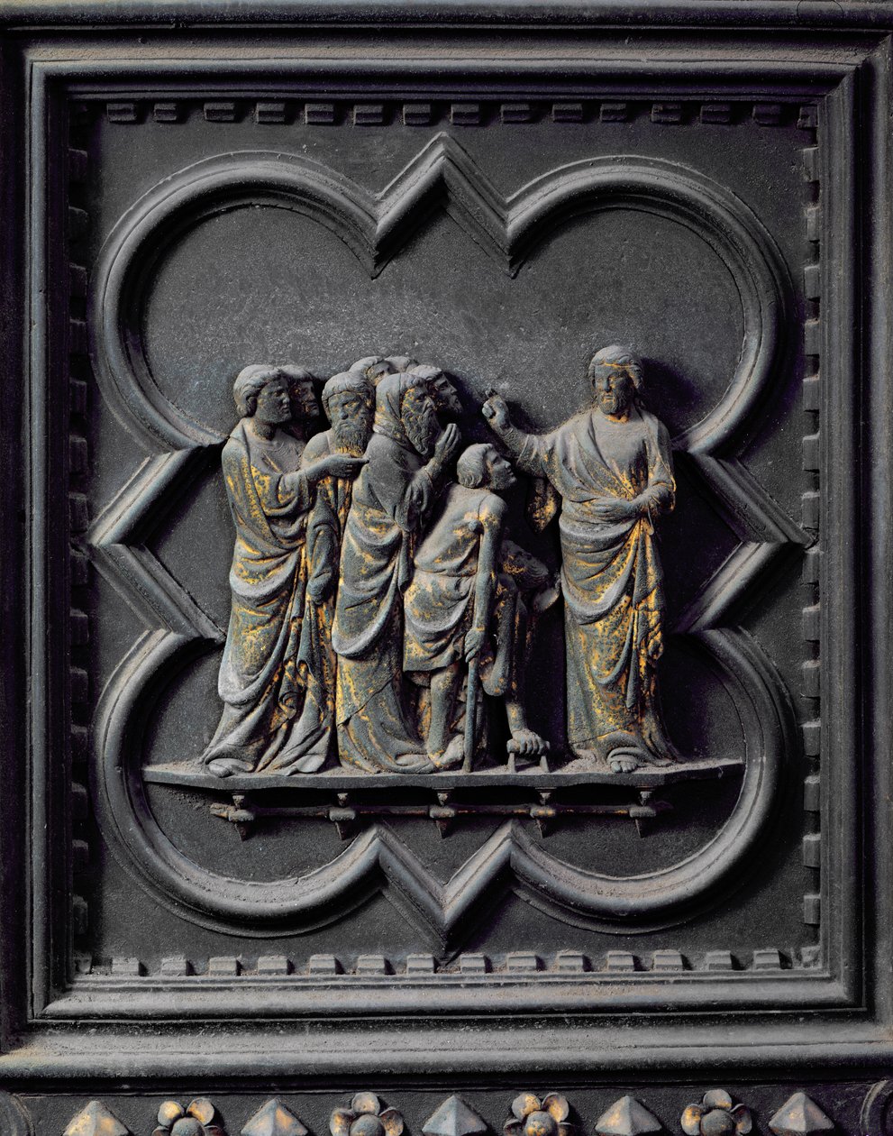 Lärjungarna besöker Jesus, fjortonde panelen av South Doors of the Baptistery of San Giovanni, 1336 (brons) av Andrea Pisano