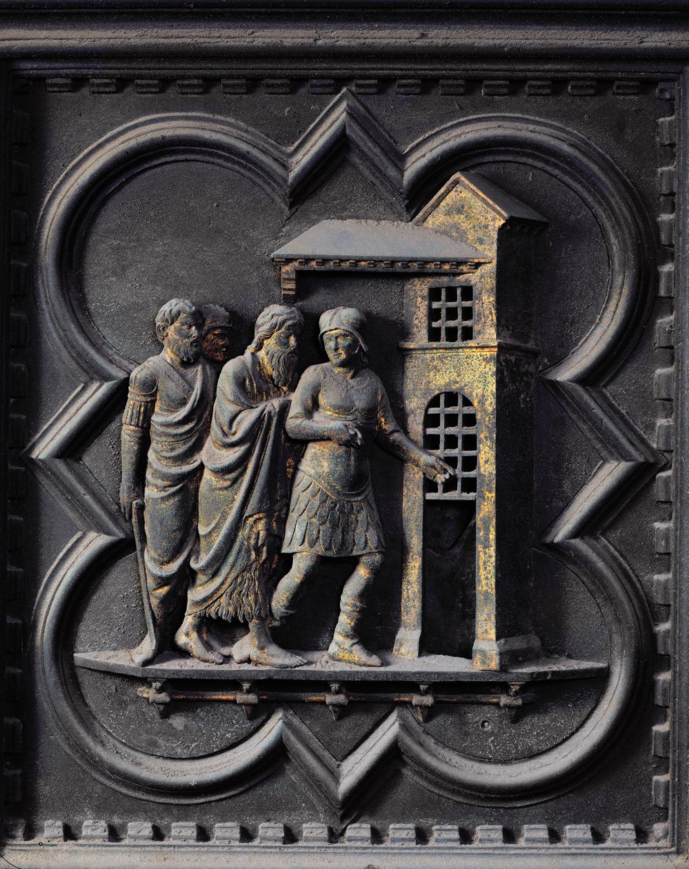The Incarceration of St John the Baptist, tolfte panelen av South Doors of the Baptistery of San Giovanni, 1336 (brons) av Andrea Pisano