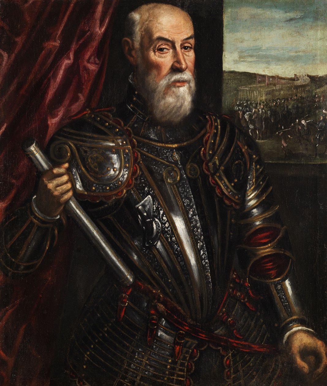 Portrait eines venezianischen Feldherrn. av Andrea Vicentino