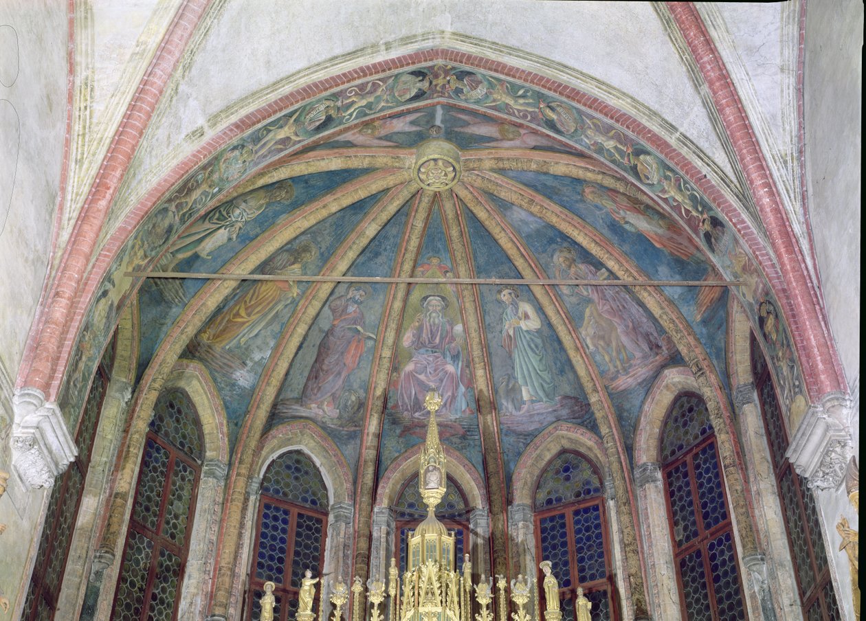 Benediktinska fäder och apostlar, från valvet i absiden i S:t Tarasius kapell av Andrea del Castagno