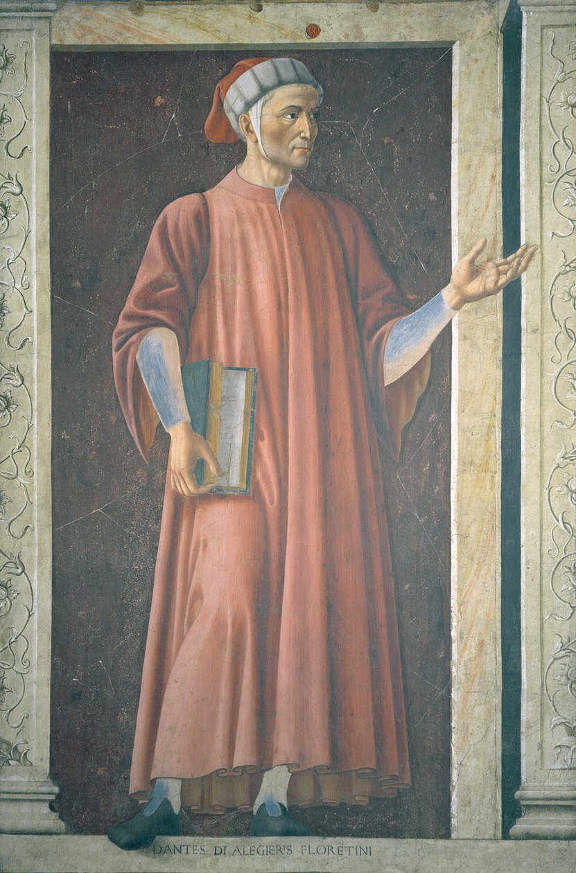 Dante Alighieri (1265-1321) från Villa Carducci-serien av berömda män och kvinnor, ca 1450 (se 28493 för detaljer) av Andrea del Castagno