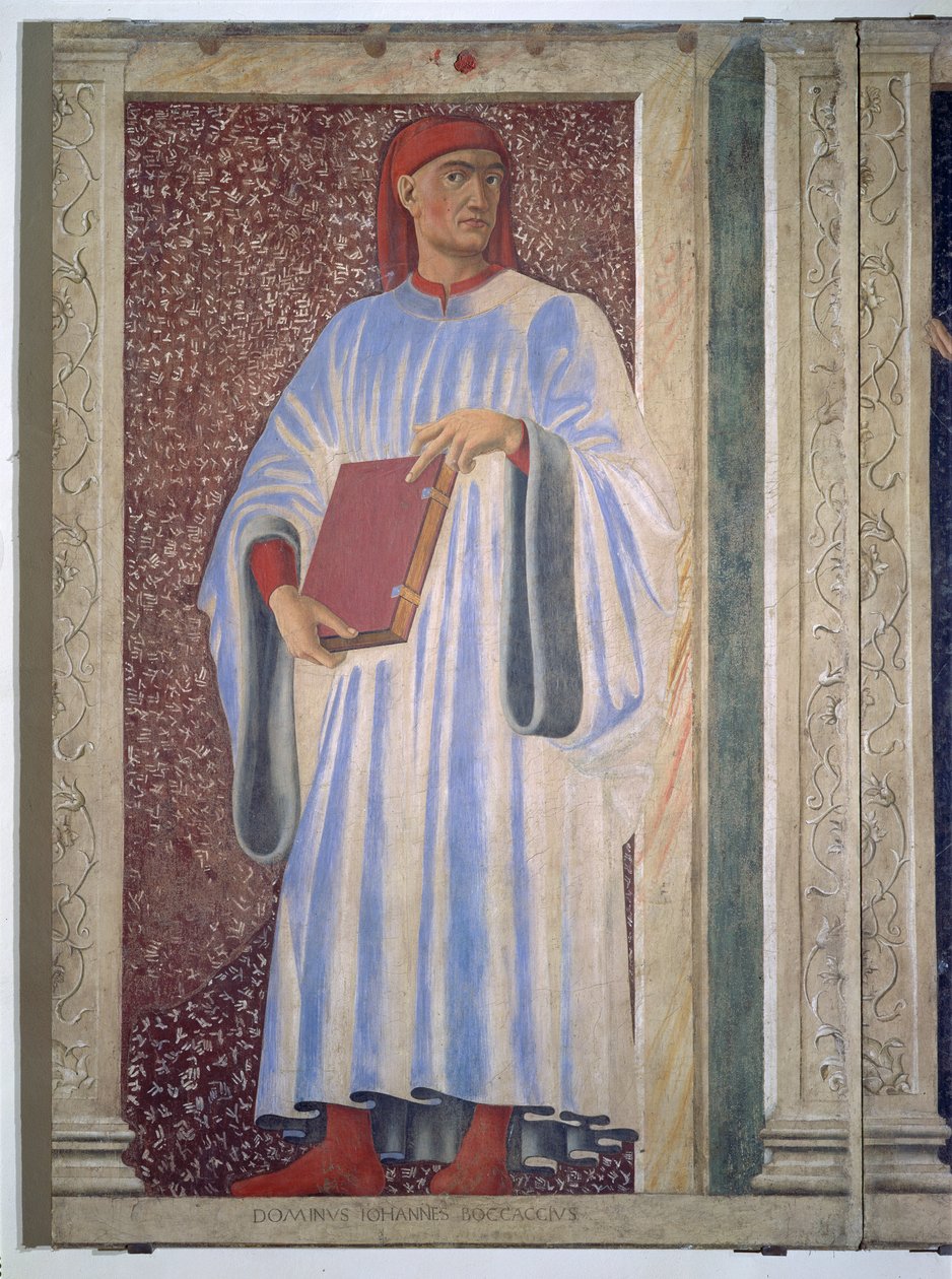 Giovanni Boccaccio (1313-75) från Villa Carducci-serien av kända män och kvinnor, ca 1450 (fresk på duk) av Andrea del Castagno