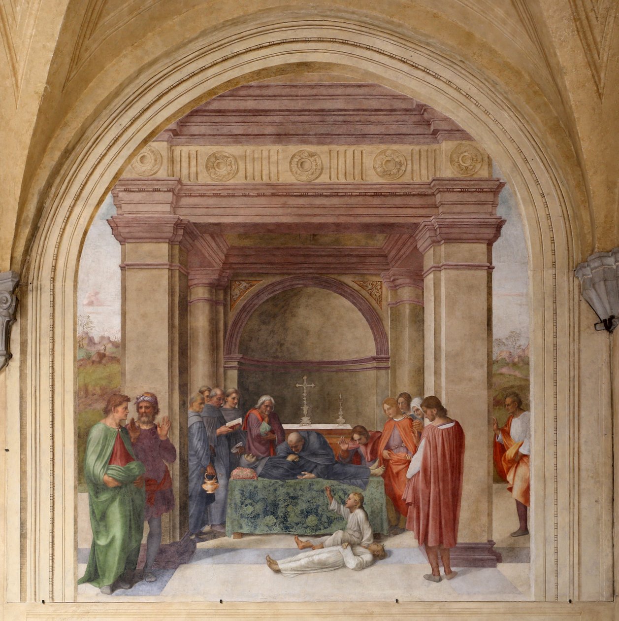Sankt Philip Benizis död och ett barns uppståndelse av Andrea del Sarto