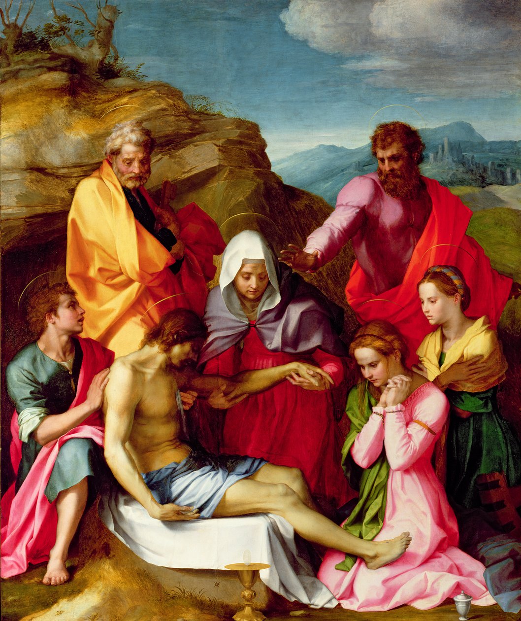 Avsättning med Jungfru Maria och helgon, 1523-24 av Andrea del Sarto