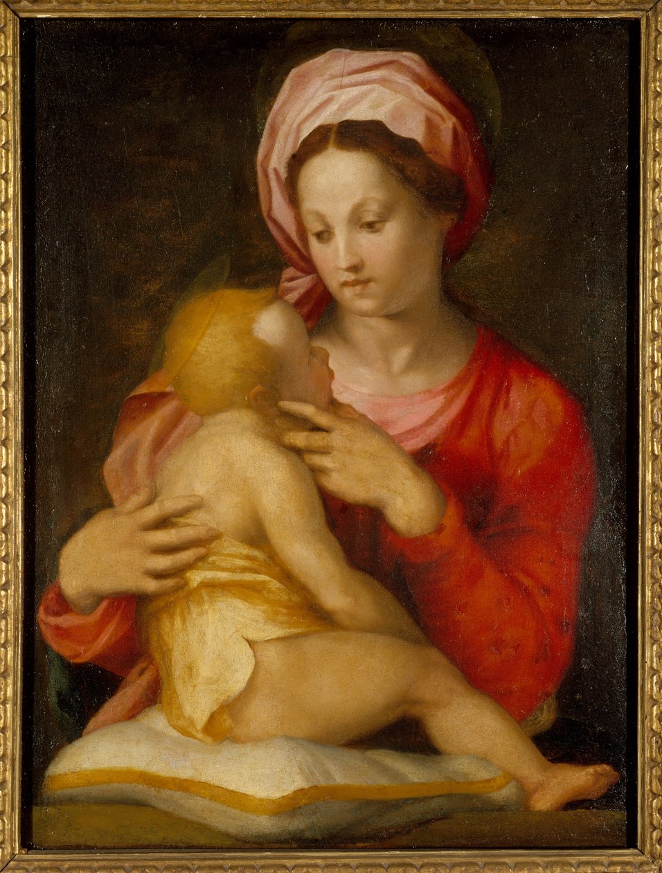 Madonna and Child (olja på glas överförd från panel) av Andrea del Sarto