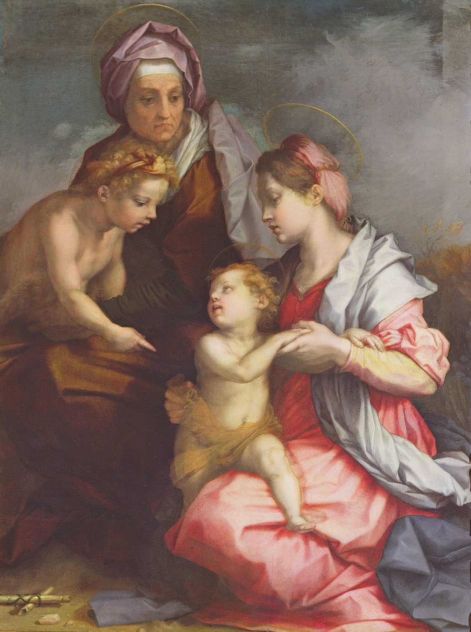Madonna och barn med den heliga Elisabet och barnet Johannes Döparen (panel) av Andrea del Sarto