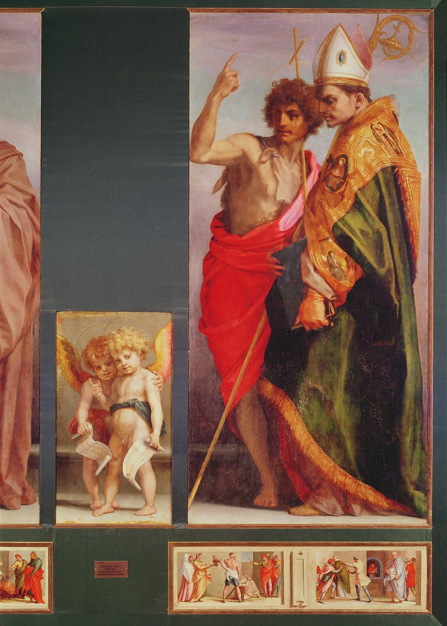 Polyptyk från Vallombrosa Abbey, detalj på höger sida som visar Johannes Döparen och en annan helgon, 1528 (detalj av 50405) av Andrea del Sarto