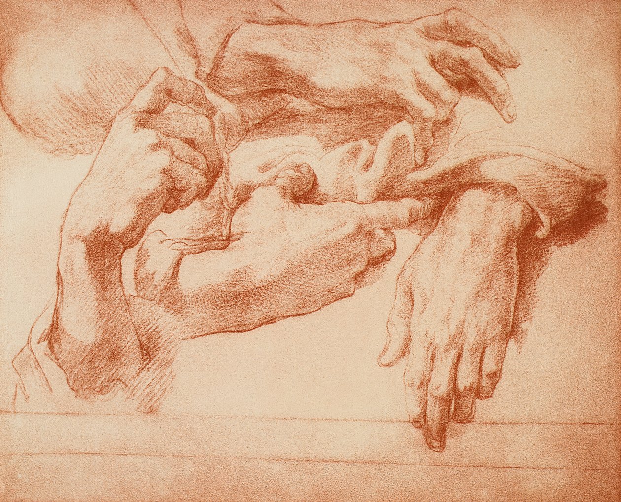 Studie av händer av Andrea del Sarto