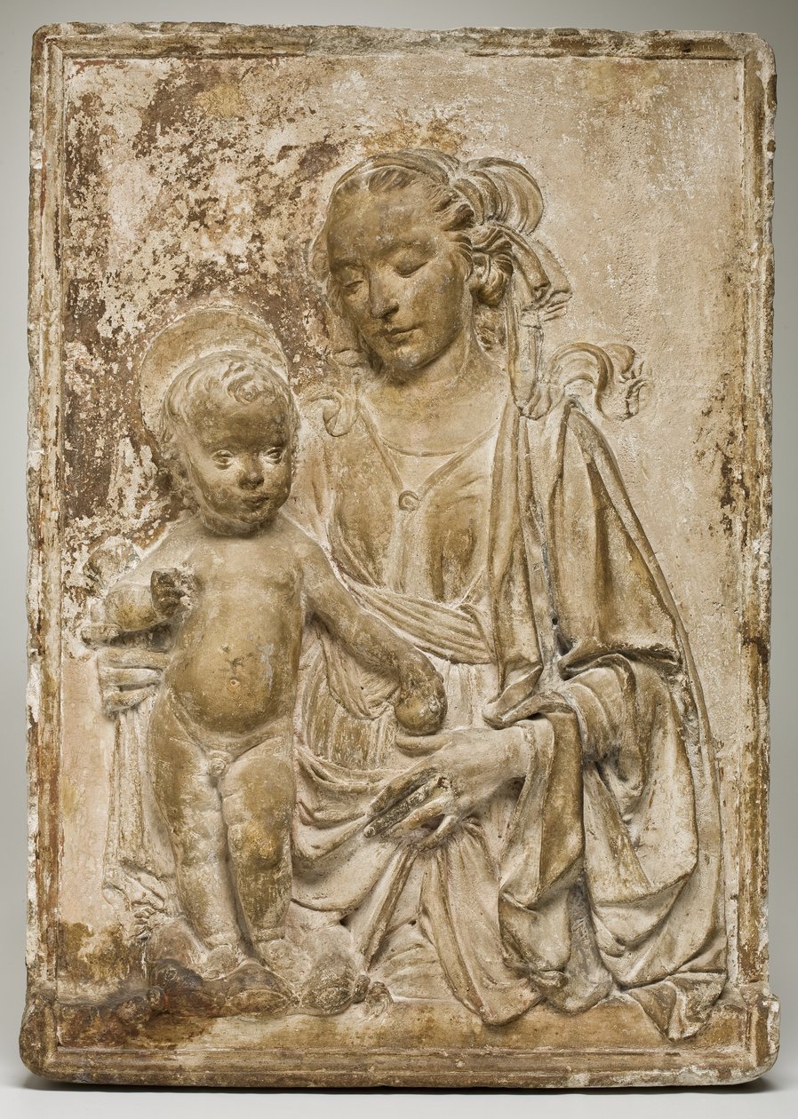 Madonna med barn, ca 1470-80 (stuckatur eller gips) av Andrea del Verrocchio